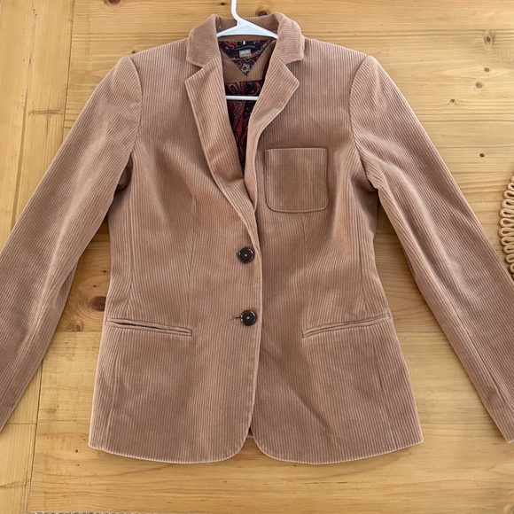 Tommy Hilfiger Tan Corduroy Jacket Paisley Lining Elbow Patch women’s 4 preppy - Picture 13 of 15
